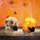 thumbnail image 1 of DecoracióN del Hogar Halloween Calavera Estatua Luz LED DíA de Muertos Flor Calavera Estatuilla Luz de Noche Resina Horror Calavera Prop A, 1 of 5