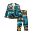 thumbnail image 1 of Fotbe Vintage Pickup Sunflower Dog Conjunto de Pijama de Manga Larga para Mujer con Estampado, Ropa de Dormir de 2 Piezas, Conjunto de Casa Suave y Cómodo con Bolsillos-Small, 1 of 7