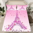 thumbnail image 2 of jejeloiu Paris Eiffel Tower Twin Sheet Sets,Cute Cartoon Butterflies Twin Fitted Sheet,Pink Glitter Print Flat Sheet For Girls Kids,Microfiber Bedroom Decor,3pcs, 2 of 7