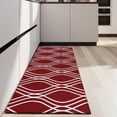 thumbnail image 4 of Burgundy and White Wavy Pattern Kitchen Rug Mat,Kitchen Runner Rugs Non Skid Washable,Decorative Kitchen Floor Mats for Kitchen,Sink,Laundry,17"X47", 4 of 5