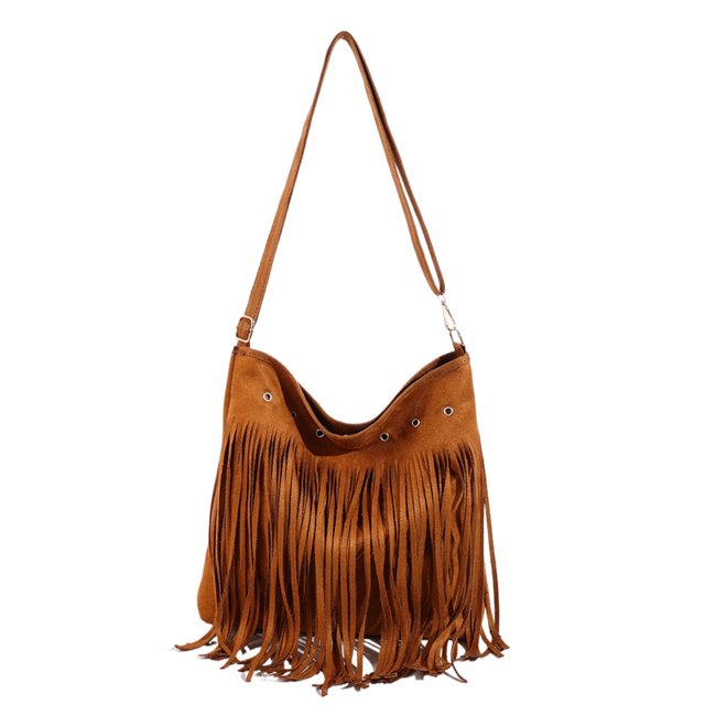Bolso Tipo Cartera Con Flecos Hombro Borlas Compras Femenino Piel Ante para Mujer