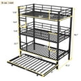 thumbnail image 4 of Metal Twin Size Triple Bunk Bed, Twin Size Trundle Bed, Metal Sturdy Triple Bunk Bed Frame with Guardrails for Dorm Bedroom, Guest Room, Detachable Design for 4 (Antique Black), 4 of 9