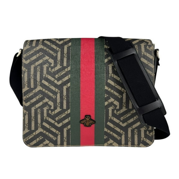 Pre-Owned GUCCI Shoulder Bag GG Kaleido Bee Supreme Canvas Black Beige Brown Men's... (Good)