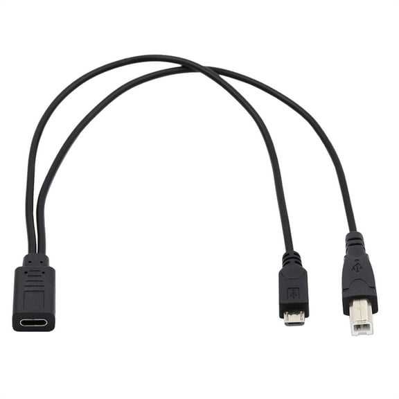 FVH Type-C USB-C Female to USB2.0 Standard Type-B & Micro USB Male Splitter Extension Charge Cable