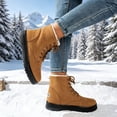 thumbnail image 4 of Women's Suede Lace Up Winter Snow Boots Warm Fur Lined Ankle Boots Comfortable Flat Shoes Non Slip Thick Sole Boots Outdoor, 4 of 5