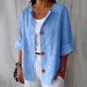 thumbnail image 1 of TaTaai Women's Summer Cardigan Top V-Neck Long Sleeve Linen Cotton Blend Button Front Loose Fit Casual Blouse Gift, 1 of 4