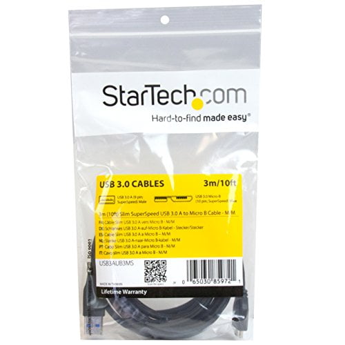 StarTech.com Slim Micro USB 3.0 Cable - M/M - 3m (10ft)