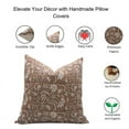 thumbnail image 5 of Fabdivine Block Print Throw Pillow Cover, 20x20 Inch Thick Linen Outdoor Cushion Cover, Floral Print Boho Design Brown Pillow Cover for Sofa and Couch, 5 of 5