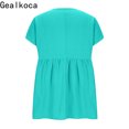 thumbnail image 3 of Gealkoca Womens T Shirts Ruffle Short Sleeve V Neck Casual Linen Tops Summer Fashion Clothes Women Linen Solid Color Pullover Pleated Beach Shirts, 3 of 4