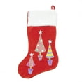 thumbnail image 2 of 20" Red Embroidered Velveteen Christmas Tree Stocking with White Faux Fur Cuff, 2 of 3