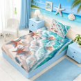 thumbnail image 5 of Manfei Watercolor Beach Wave Seashell Starfish Twin Sheet Sets for Kids Boys and Girls, Coastal Nautical Print Bedding 3-Piece, 1 Flat Sheet, 1 Fitted Sheet and 1 Pillowcase, 5 of 6