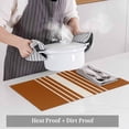 thumbnail image 4 of Placemats for Dinning Table Set of 8, Burnt Orange Beige Striped Modern Farmhouse Retro Lines Burlap Kitchen Place Mats Waterproof Cloth Table Mats, Indoor Outdoor Placemats Easy Clean Dinner Decor, 4 of 8