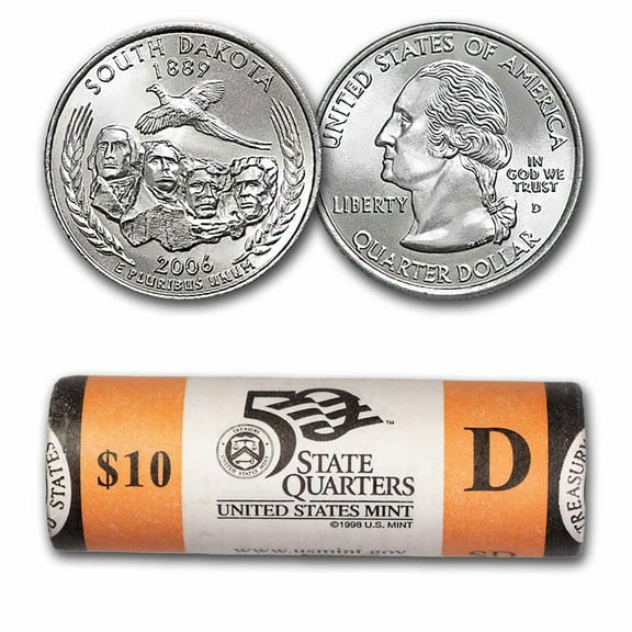 2006-D S. Dakota Statehood Quarter 40 Coin Mint Wrapped Roll BU