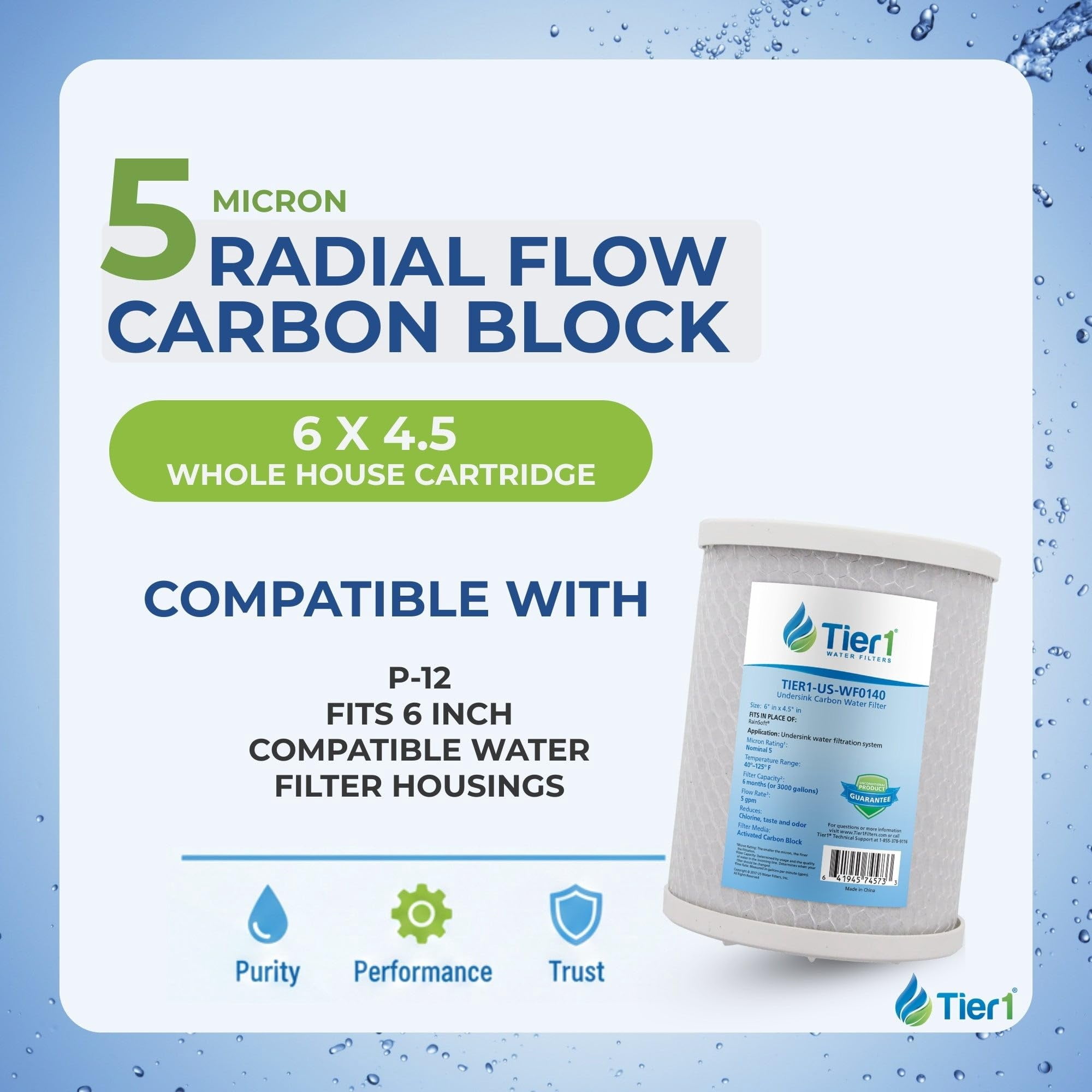 Tier1 5 Micron 10 x 4.5 Water Filter | Spun Wound Polypropylene Whole House Sediment Water Filter Cartridge | Replacement for Pentek WP5BB97P, 3M Aqua-Pure AP810 | 4.5 x 10 Water Filter (3-Pack)