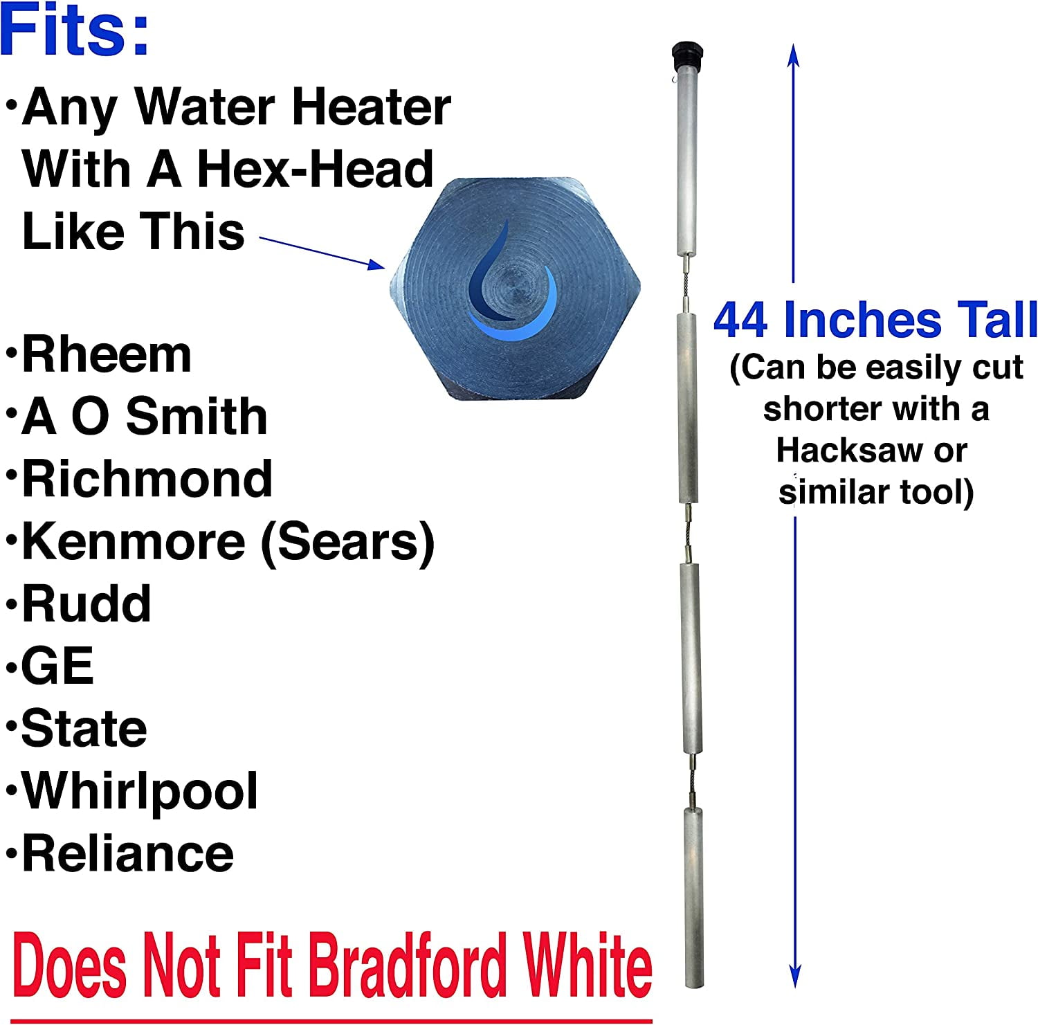 About Fluid Aluminum Zinc Replacement Anode Rods for Water Heaters (Aluminum ZINC Complete KIT)