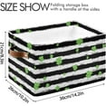 thumbnail image 3 of Coolnut Clover Leaves Stripe Foldable Storage Basket for Shelves, Collapsible Sturdy Storage Bin with Handles, Canvas Storage Cube for Organizing Closet 1PCS Home Decor, 3 of 7