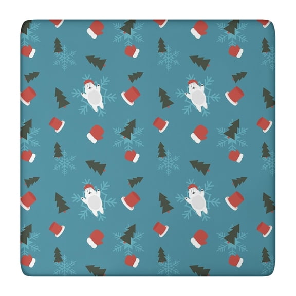 Christmas Holiday Stretch Tablecloth for 36x36 Square Tables, Features a Wrinkle-Resistant Surface and Elastic Border for a Secure, Beautiful Fit
