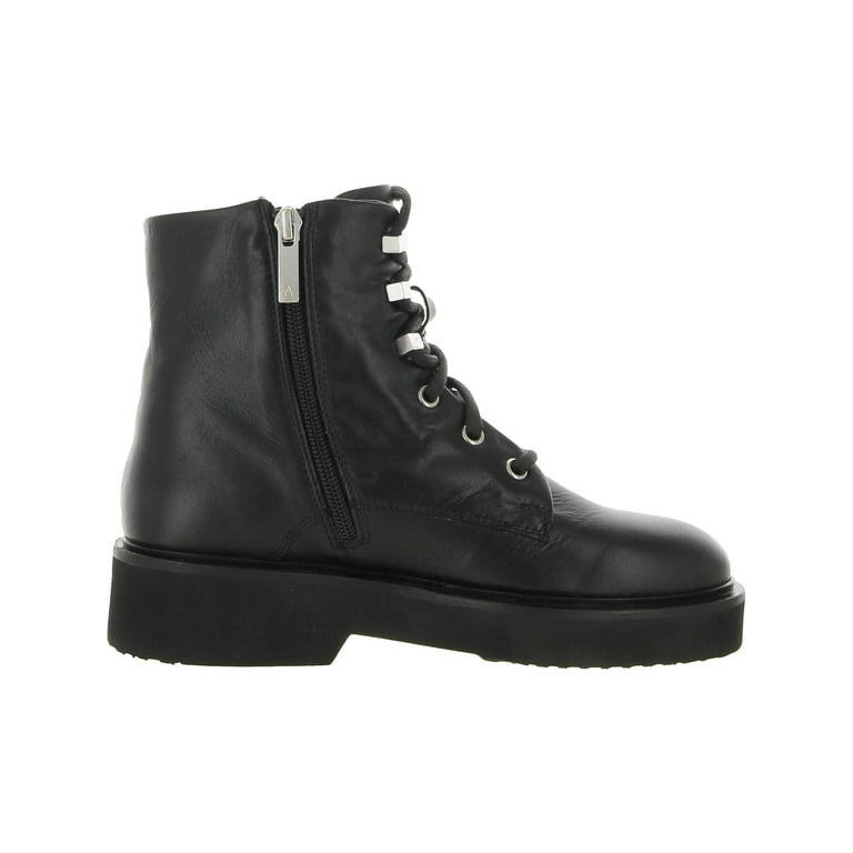 Aquatalia Womens MARIOLA Leather Zip Up Combat Lace up Boots