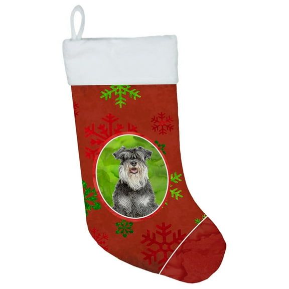 Red Snowflakes Holiday Christmas Schnauzer Christmas Stocking