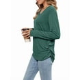 thumbnail image 3 of Womens Long Sleeve Shirts V Neck Casual Tops Loose Dressy Basic Fall Fashion Trendy Outfits Winter Clothes Green L, 3 of 7