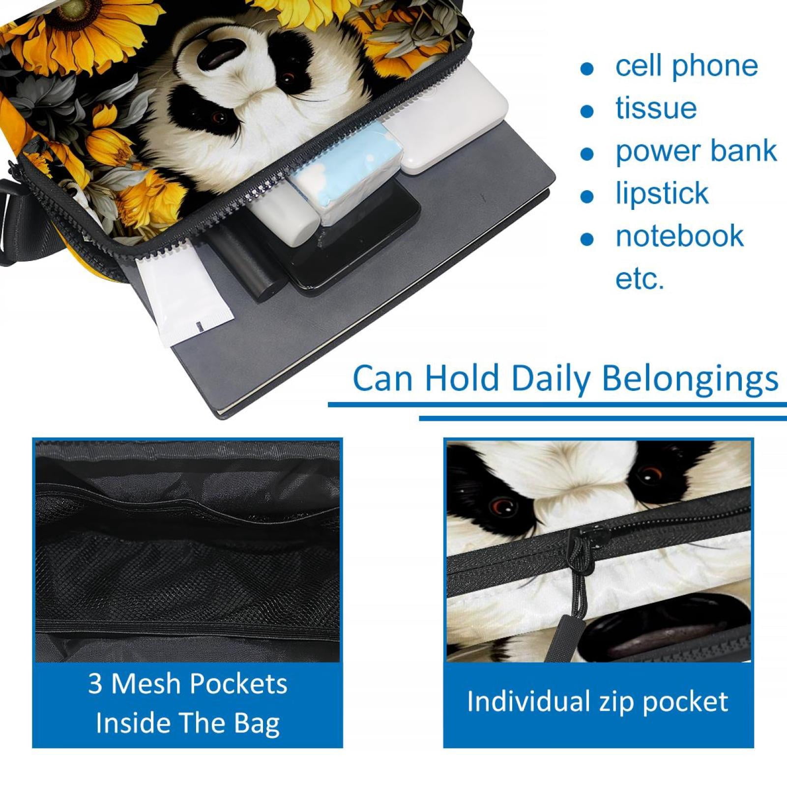 Panda sunflowers Lightweight Adjustable Waist Pack with Extension Strap - Unisex Running Belt Fanny Pack