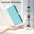 thumbnail image 6 of Wallet Case Compatible for iPhone 16, PU Leather Magnetic Closure Protective Flip Folio Case with 3 Card Holder and Wrist Strap Cover Women Men,Sky Blue,For iPhone 16, 6 of 7