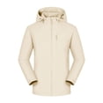 thumbnail image 7 of Crgrtght Women Hooded Zip Long Sleeve Solid Casual Travel Jacket Coat Waterproof Hiking Jacket Windproof Outdoor Slim Lightweight Rain Jacket, Beige XXL, 7 of 7