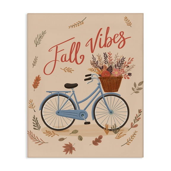 Stupell Industries Fall Vibes Bicycle Transportation Painting Wrapped Canvas Art Print Wall Art, 16 x 20