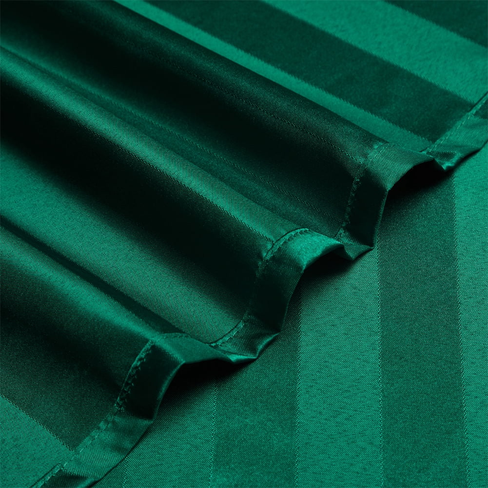 AiMay Italian Style  6 Piece Satin Bed Sheet Set Stripes Super Soft Deep Pocket 1800 Luxury Rich Silk 1 Flat Sheet 1 Fitted Sheet 4 Envelope Pillowcases Stain-Resistant Wrinkle Free (Queen,Green)