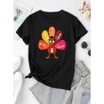 thumbnail image 2 of Creative Math Turkey Pattern Printed Women'S Trendy Round Neck Short Sleeve, Simple Casual Sports T-Shirt, Comfortable Summer Top for Holidays., 2 of 6