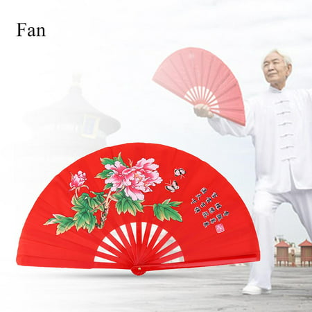 Ejoyous Tai Chi Martial Arts Kung Fu Bamboo Silk Fan Right Hand Wushu Dance Pratice
