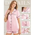 thumbnail image 3 of SOMER Womens Silk Pajama Sets Satin Pajamas Short Sleeve Button Down Tops and Shorts 2 Piece Pjs Sets Sleepwear Loungewear, 3 of 13