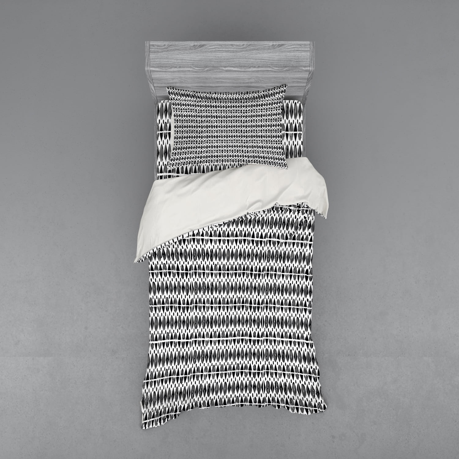 Twin Black and White Chevron Duvet Cover Set