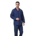thumbnail image 4 of GLOBAL Men's 100% Cotton Long Sleeve Pajama Set, Breathable Lightweight Button Down Nightwear with Pants, S-3XL, 4 of 7