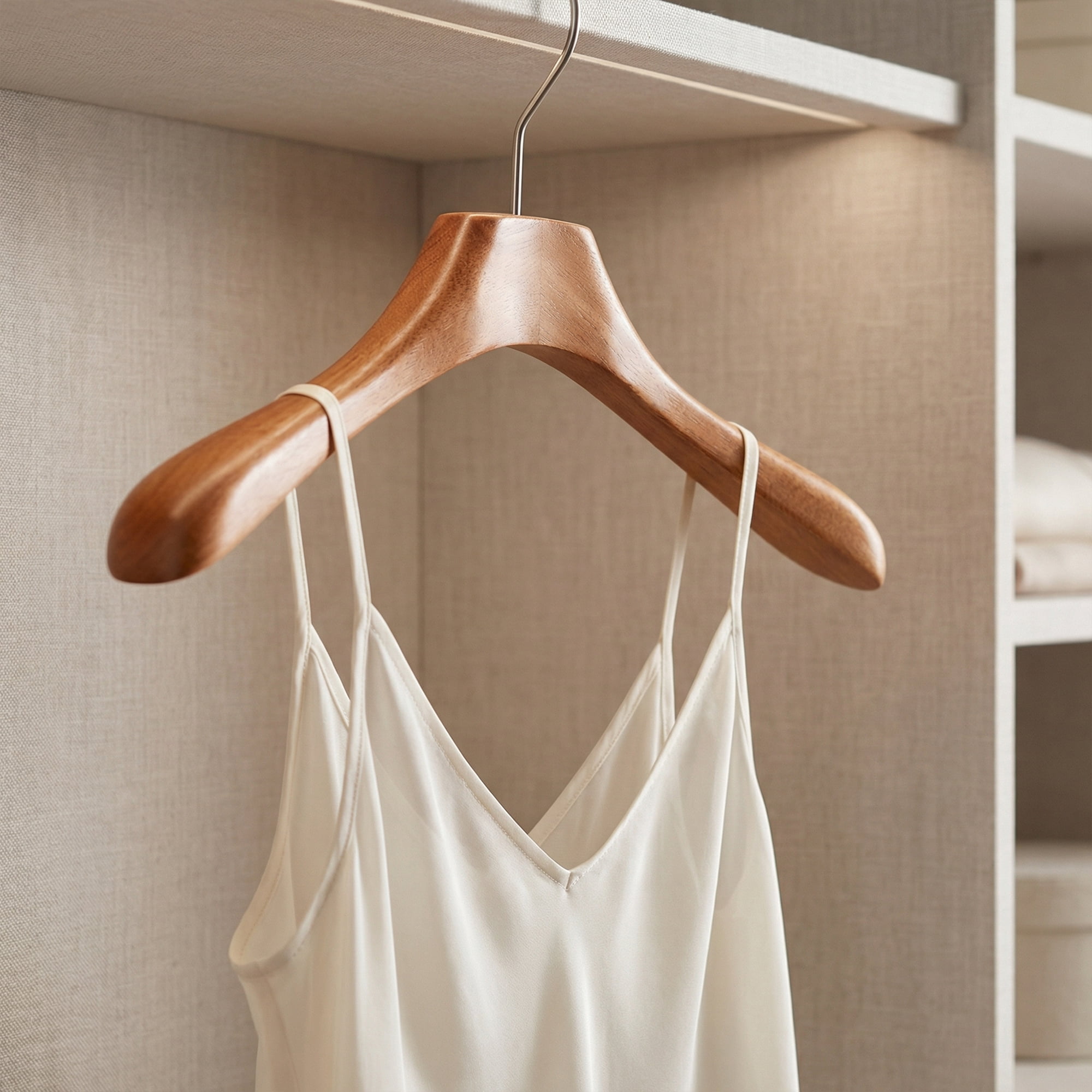 Unique Bargains 2Pcs Wood Space Saving Storage Pants Shirts Hanger Flat