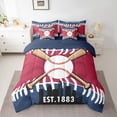 thumbnail image 2 of Homewish Baseball Game Gaming 7pcs Bedding Comforter Set,Western City Queen Bedding Sets,Ball Sport Theme Queen Sheet Sets For Teens Kids,Breathable Home Decor Reversible, 2 of 8