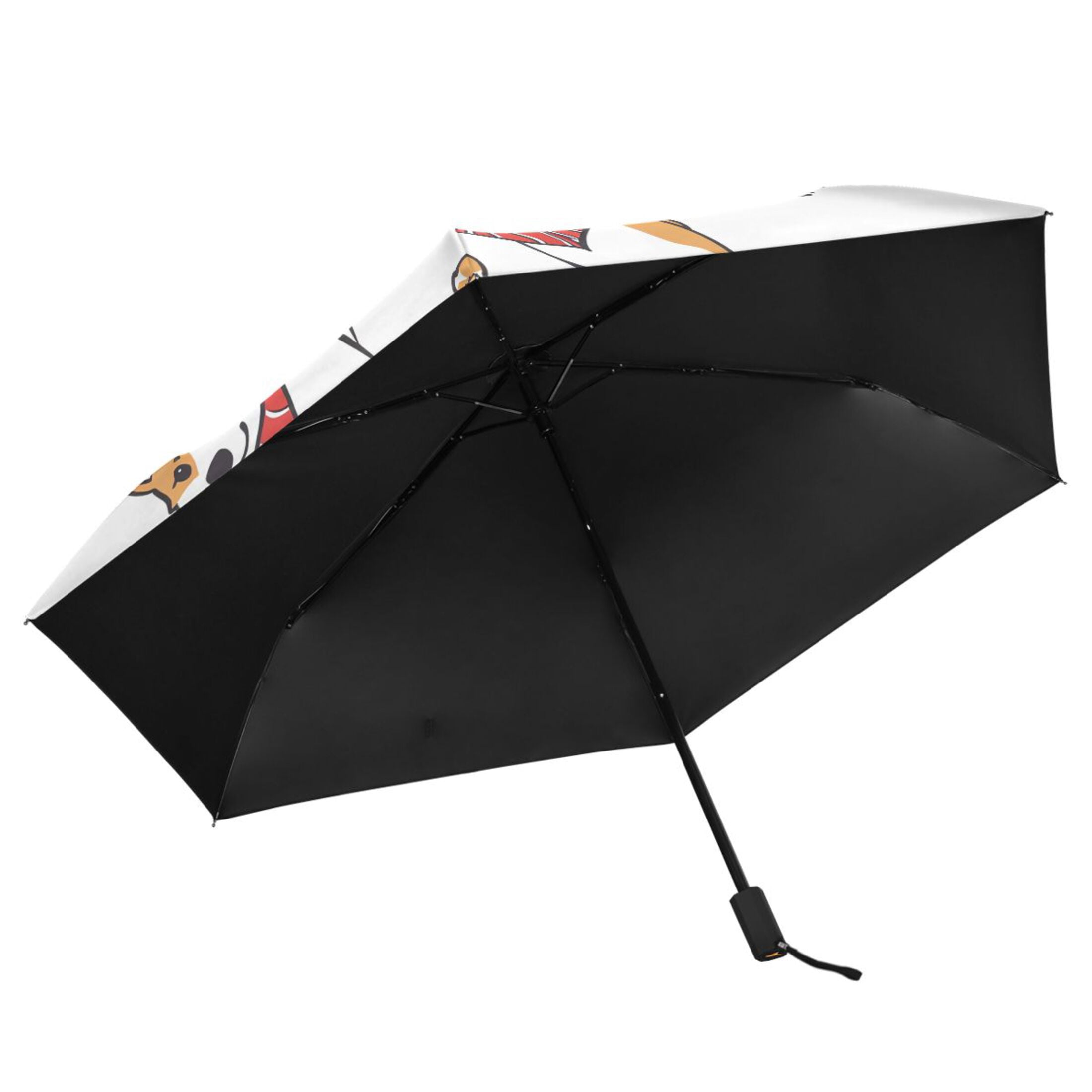 Corgi Dog with Scarves Compact Sun Umbrella Windproof Travel Umbrellas for Rain Strong Portable UV Protection