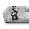 thumbnail image 3 of Hippie Soft Flannel Fleece Blanket, Grungy Distressed Hand Peace Sign Silhouette with Make Love Slogan Words Theme, Cozy Plush for Indoor and Outdoor Use, 70" x 90", Black and White, by Ambesonne, 3 of 6