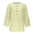 thumbnail image 4 of nerohusy 3/4 Sleeve Shirts for Women,Womens 3/4 Sleeve Blouses Casual Loose Fit Solid Color Button V Neck Tops Ladies Three Quarter Length Sleeve T-Shirts,Khaki,XXL, 4 of 5