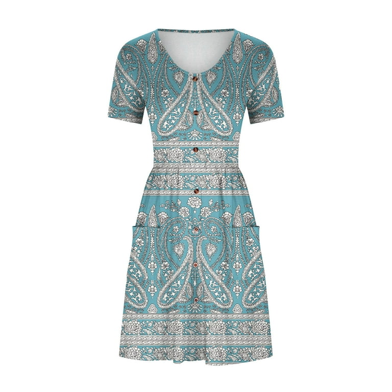 Dailytrove Women's Floral Print Fit & Flare Dress, Short Sleeve, Casual Garden & Evening Wear, Lightweight Chiffon Blend, Contrast Hem, Size: DT-