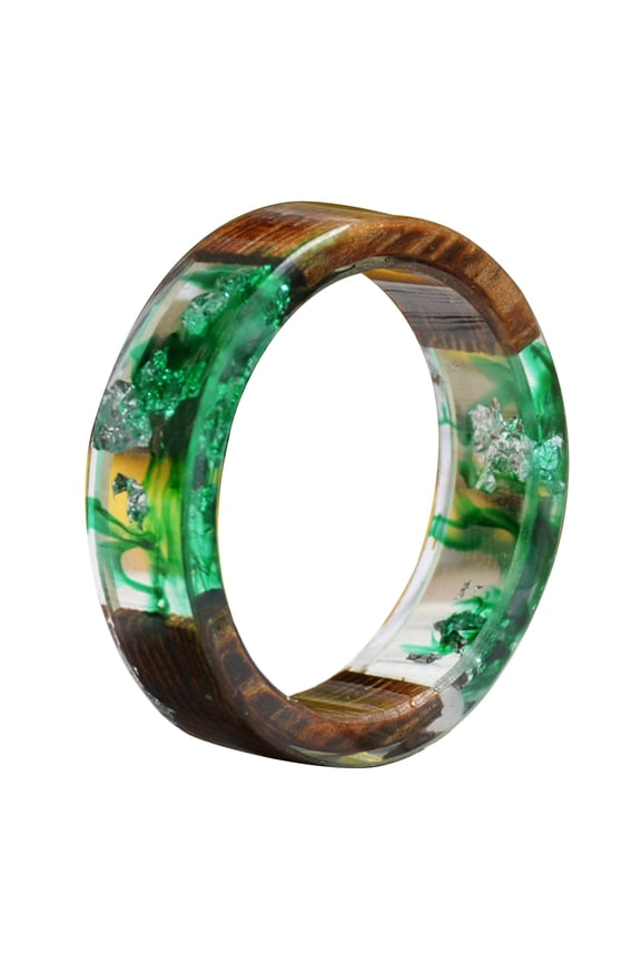 Creative Women Wooden Dried Flower Transparent Ring Birthday Gift