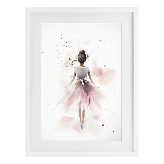Stupell Industries Shabby Chic Speckled Ballerina View White Framed Print Under Glass, 17 x 23, by Creative Studio