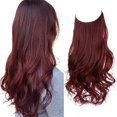 thumbnail image 1 of SARLA Extensiones de cabello de alambre invisible de color burdeos con 3 clips de largo sintético ondulado rizado diadema ajustable transparente para mujeres 18 pulgadas rojo vino, 1 of 1
