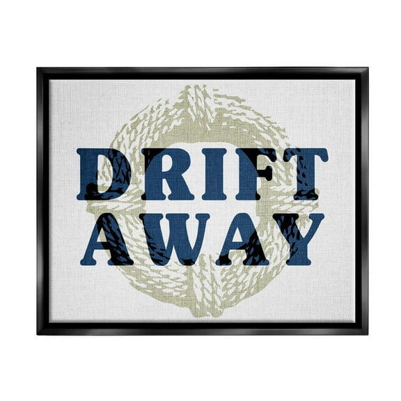 Stupell Industries Drift Away Maritime Phrase Nature Painting Black Floater Framed Canvas Art Print Wall Art, 21 x 17