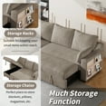 thumbnail image 5 of Harper & Bright Designs 90" L Shaped Convertible Sofa Bed with Chaise and Storages Racks, Pull Out Sleeper Corner Couch w/USB Ports for Dorm Apartment Office, Light Brown, 5 of 18