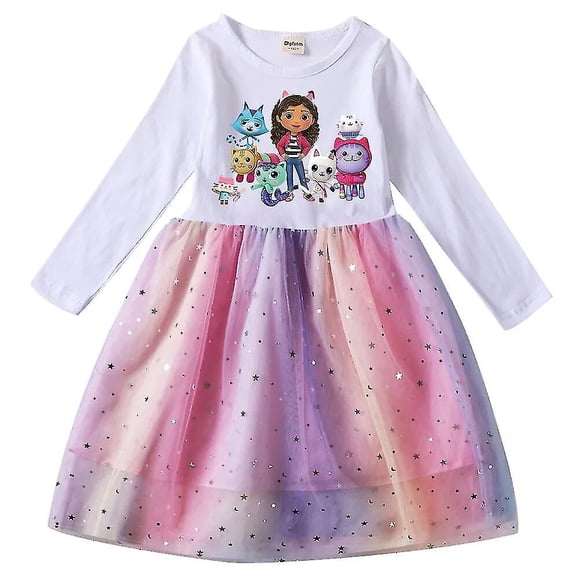 Gabby Cats Baby Girl Dress Kids Gabby Dollhouse Clothes Carnival Cosplay Costume Kids Long Sleeve Casual Dress with Bag