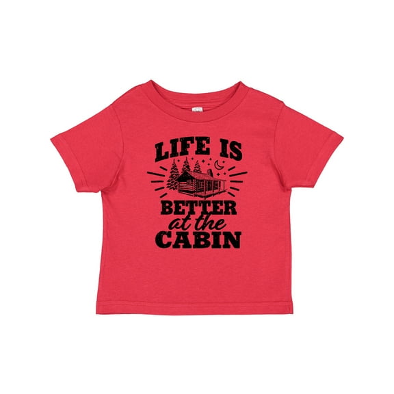 Inktastic Life is Better at the Cabin with Trees and Moon Boys or Girls Baby T-Shirt