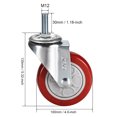 thumbnail image 2 of Ruedas giratorias Caster PU de 4 pulgadas de diámetro, vástago roscado M12 x 30 mm, capacidad de 286 lb, 2 piezas, 2 of 3