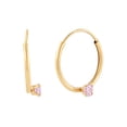 thumbnail image 3 of Brilliance Fine Jewelry Childrens 10K Yellow Gold Endless Hoop Earrings with Pink Cubic Zirconia, 3 of 4
