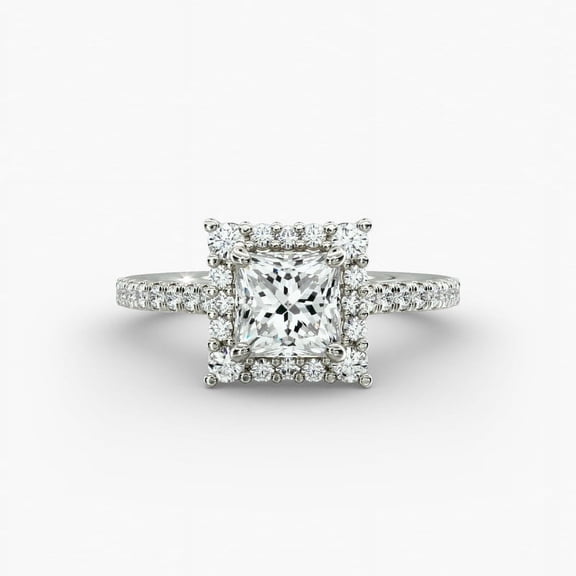 First Jewel 1.7 Ct Princess Cut Lab-Grown Diamond Engagement Ring - Anniversary Ring for Women - 14K White Gold Plated Wedding Band - Solitaire Ring for Wife